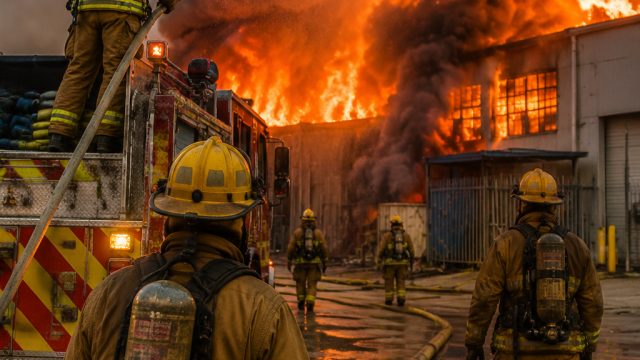 L.A. Firefighters Battle Ongoing Blaze at Boyle Heights Facility